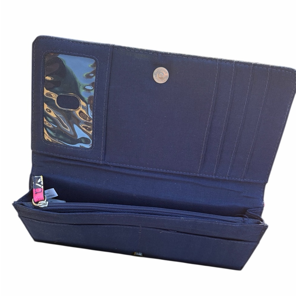 Flawed Navy Floral Crosshatch Wallet See Pics & Description - Picture 7 of 8